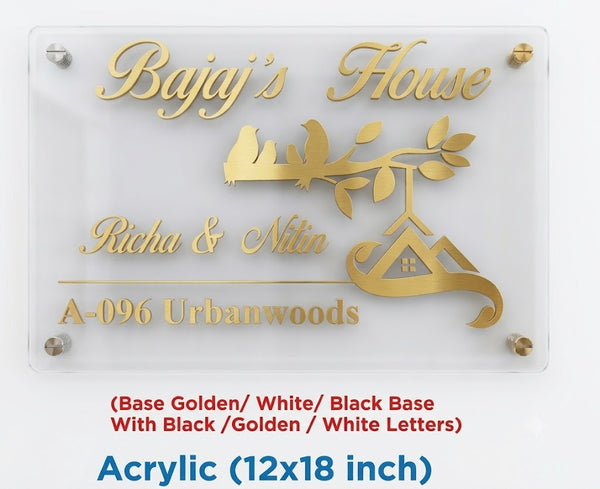 Luxury Large Acrylic Name Plate (Nature & Bird Concept)